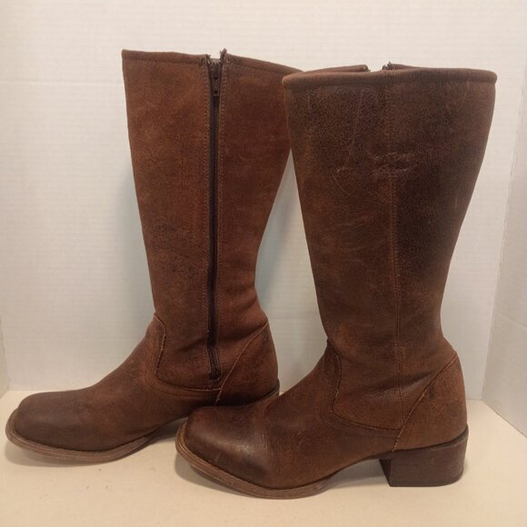 DURANGO "Charlotte" Women's Sz 9US/41EU Brown Aged Leather Inside Zip Tall Boots - Picture 6 of 12